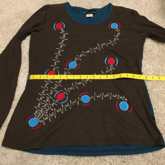 Canadian Designer Leopards & Roses Blue and Red Atomic Sweater - Picture 13 of 16